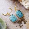 Natural Turquoise Geometric Rectangle French Ear Hook Earrings Earrings Earrings Light Luxury Jewelry
