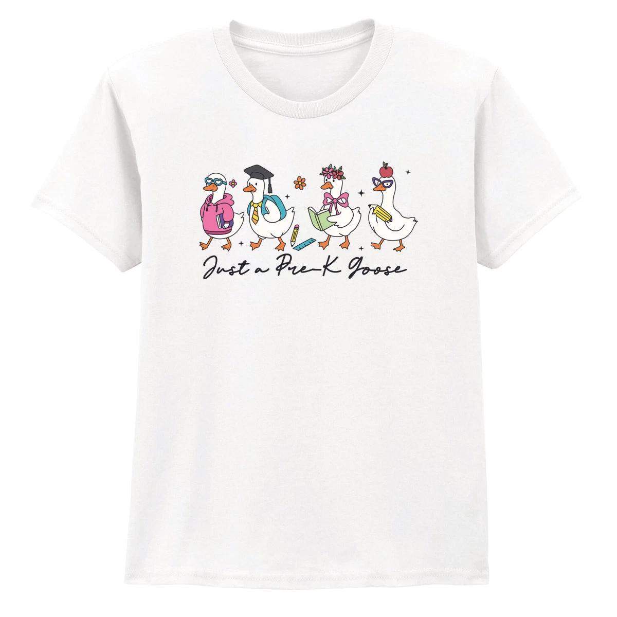 Just A Pre-K Goose Pre-Kindergarten Education Girls T-Shirt School Tee 100