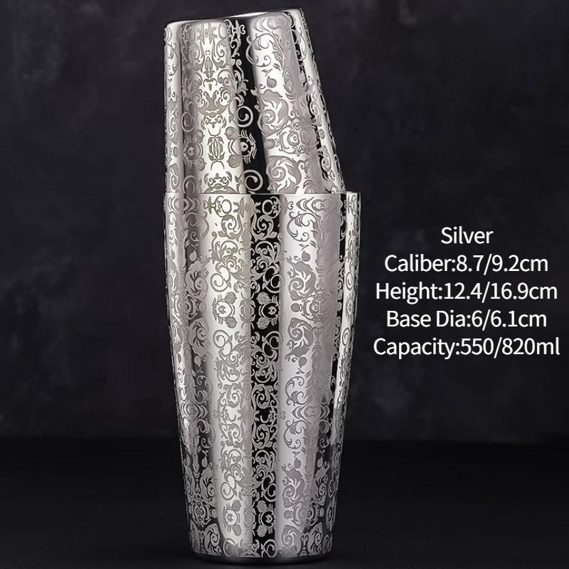 Bar Cocktail Shaker Boston Shaker Stainless Steel Engraving Shaker Bar Accessory Bartender Tools For Home And Bar