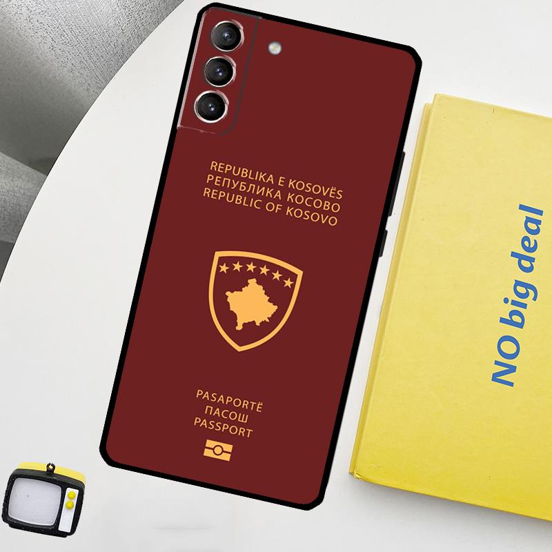 Kosovo Passport Flag Phone Case For Samsung Galaxy S25 S26 Ultra S20 S21 S22 S23 Plus S10 S25 FE S24 Ultra Cover