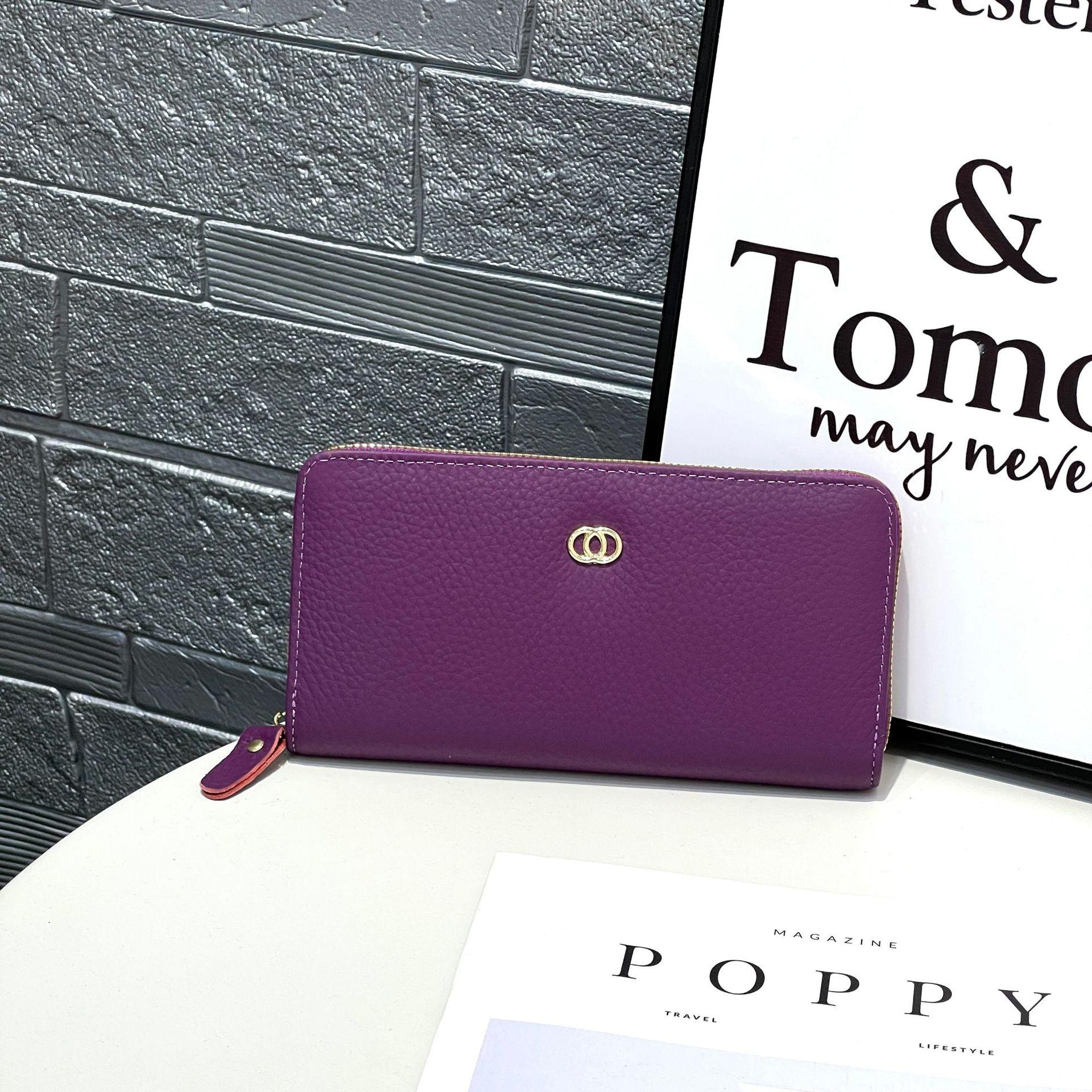 

Женский винтажный длинный кошелек на молнии - кошелек-клатч, кошелек для монет и держатель для карт 19 * 10 * 2.5CM фиолетовый