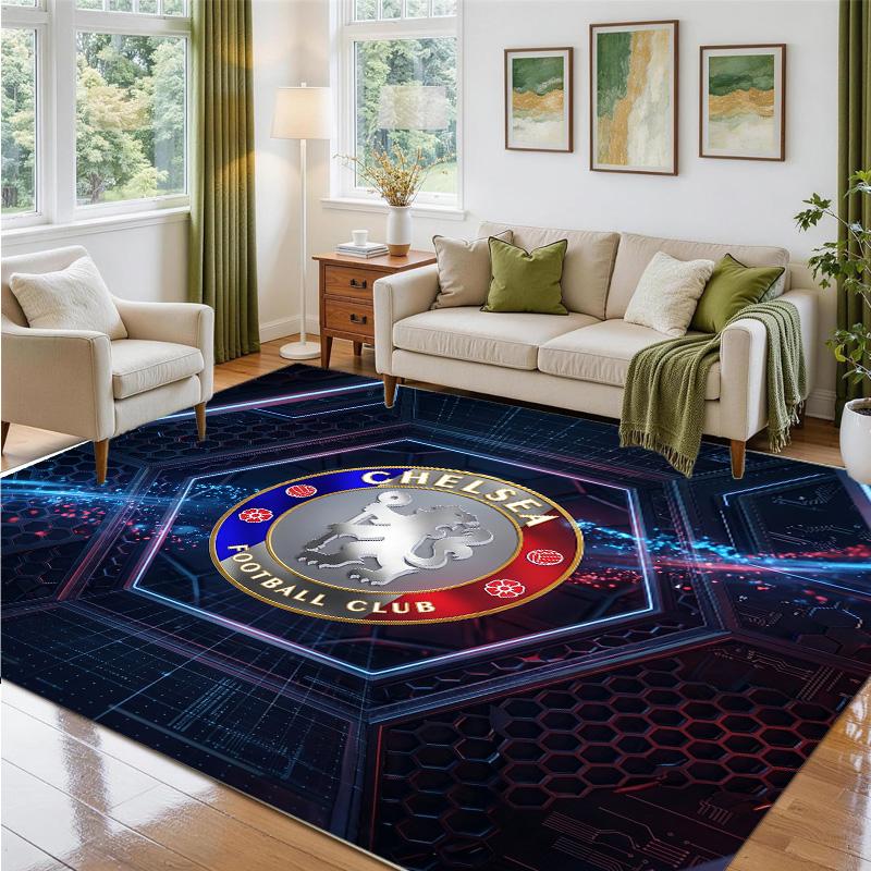 Chelsea FC Design Crystal Velvet Rug Soft Decorative Mat for Bedroom Entrance