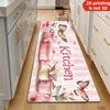 Pink Kitchen Teapot & Butterfly 100% Polyester  Kitchen Mat, Non-Slip Soft Plush Floor Mat, Sweet Floral Decorative Mat for Ki