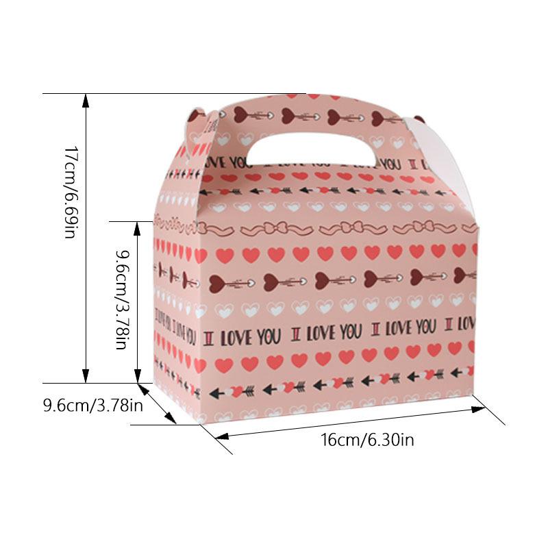 WTEMPO Printed Foldable DIY Paper Gift Boxes Valentine's Day Portable Boxes with Handles Universal Storage Boxes Party Decor Treat Boxes