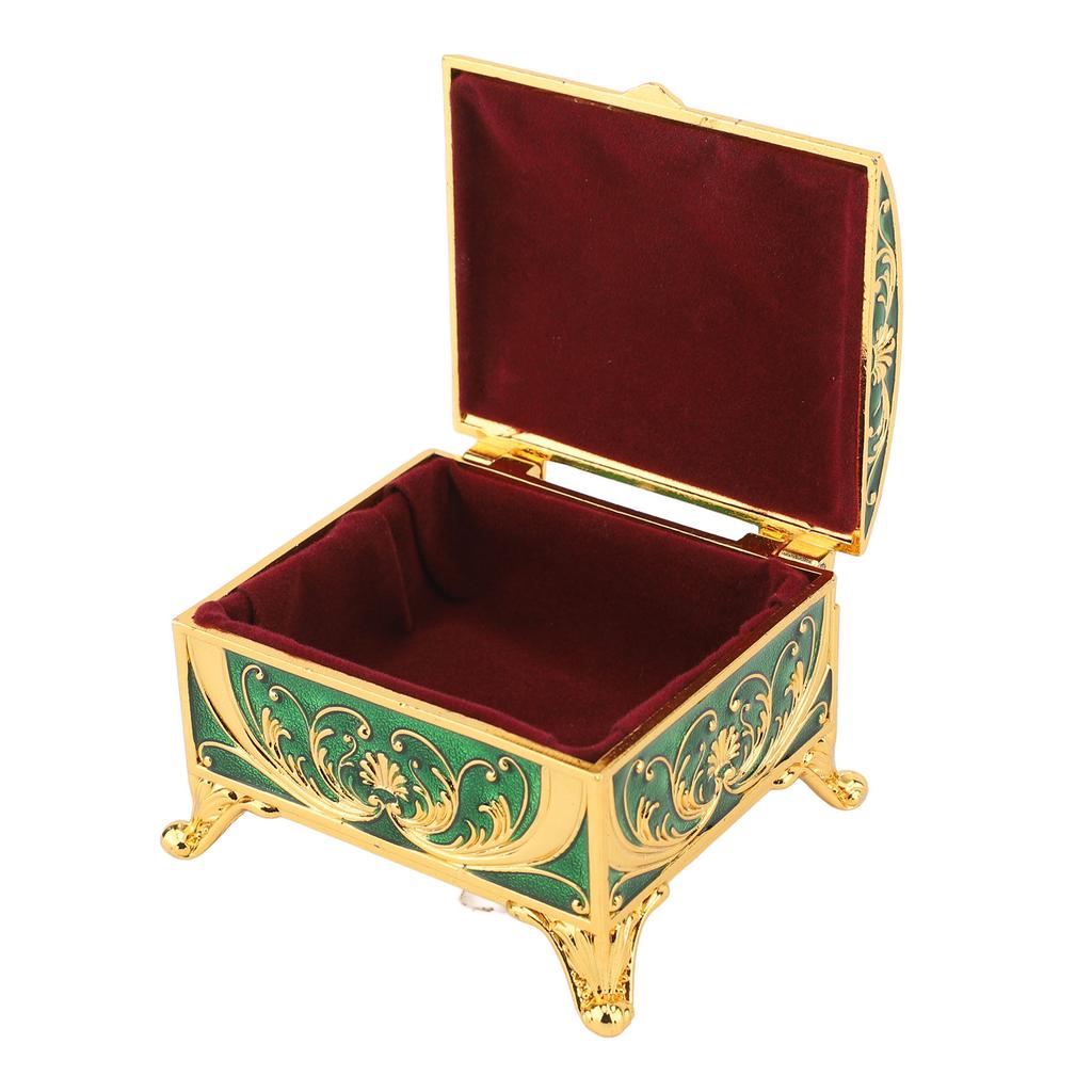 Vintage Emaille Schmuckschatulle   Rechteckige Form   Innenfutter Schmuckaufbewahrungsbox für Mädchen