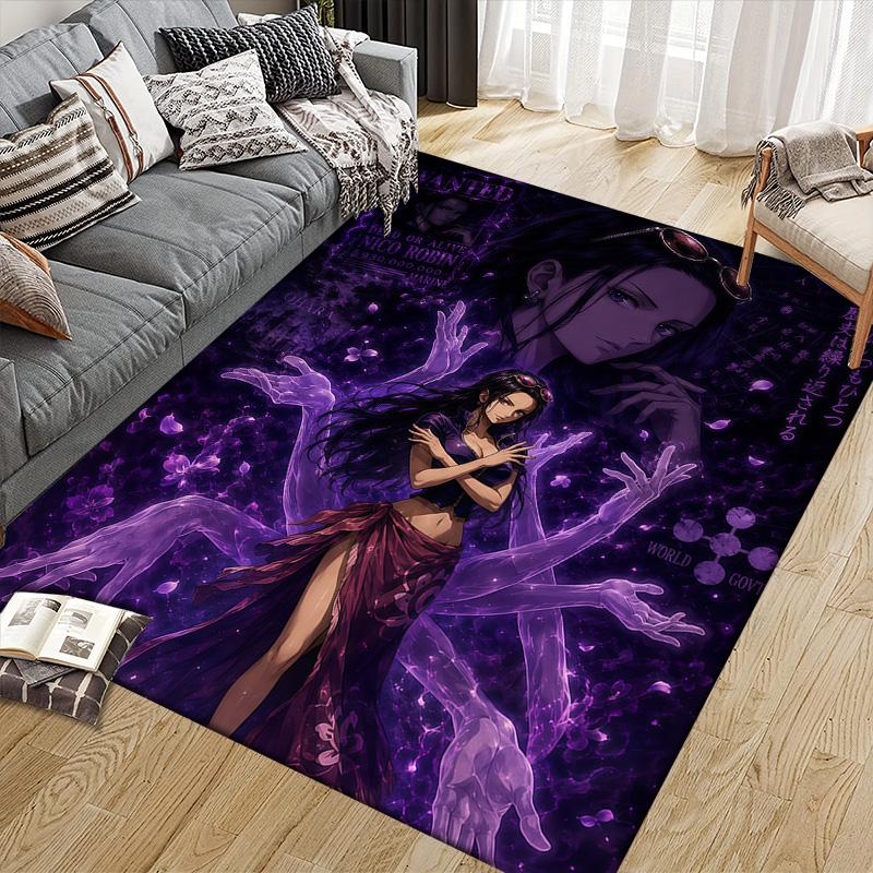 Nico Robin Flannel Pattern Square Carpet,Area Rug,Carpet Rug for Living Room Bedroom Sofa Playroom Decor,Non-slip Floor Mat