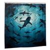 Underwater Shark Family Shower Curtain – 3D Ocean Design With Sharks, Blue Water & Sand Effect,Bathroom Decor