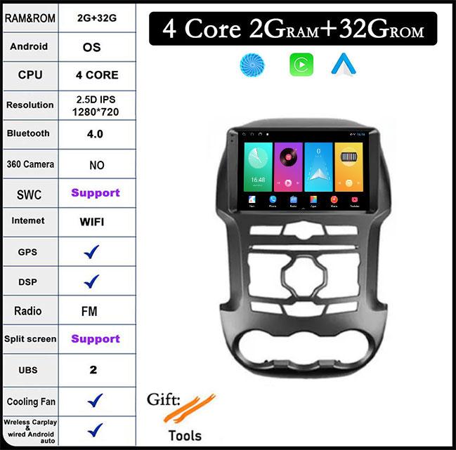 

9-дюймовый Android 14 для Ford Ranger 3 2011 2012 2013 2014 2015 автомобильный радиоприемник мультимедиа Blu-ray QLED навигация стерео авто 4G+Wi-Fi