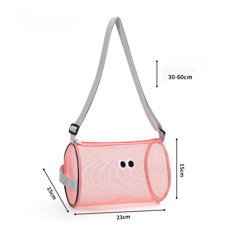 

Stylish Slant Straddle Swimming Bag Mesh Hollowed Out Travel Large Capacity Toiletries Storage Makeup Bucket Bag Breathable Mesh Shoulder Bag розовый