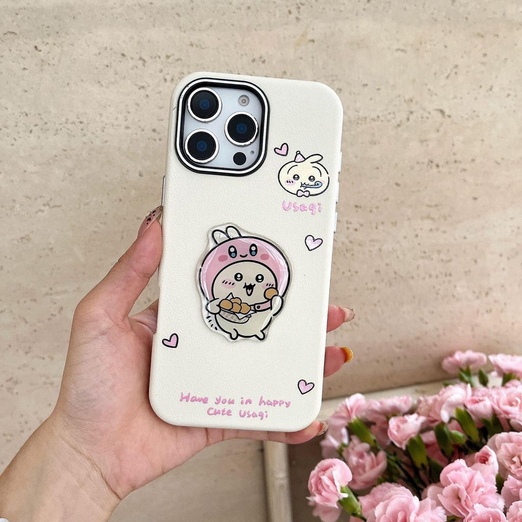 Three-in-One Girlish Cartoon Rotating Case for iPhone 11/12/13/14/17 Pro Max