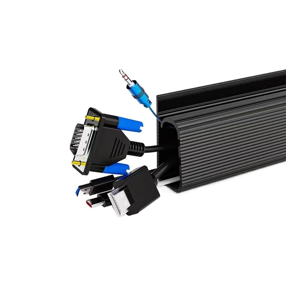 

Самоклеящаяся крышка для напольного шнура, квадратный удлинитель, защитный кожух для проводки, для дома и улицы чёрный