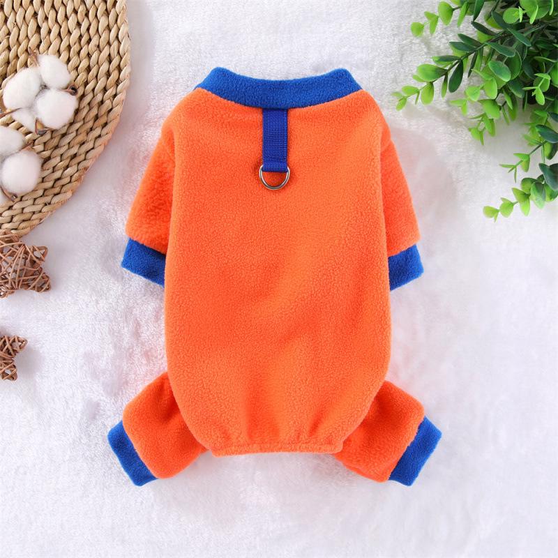 Windproof Fleece Four-Legged Pet Jumpsuit with Leash Loop – Autumn/Winter