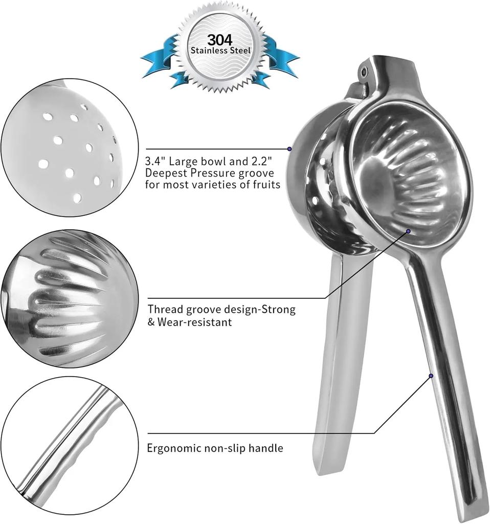 Manual Lemon Squeezer and Metal Citrus Juicer - Citrus Juicer and Lemon Juicer with Curved Handle Hand Press -Kitchen Handheld M