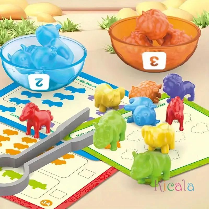 Counting Animal Toys Matching Games STEM Educational Learning Toy Color Sorting Stacking Bowl Sensory Toys Birthday Gift