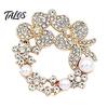 Retro Jewelry Pin Vintage Rhinestone Wreath Brooch, Flower Garland Lapel with Faux Casual Wear Brooch Pearls, Women Clothing Accessory for Dress Coats