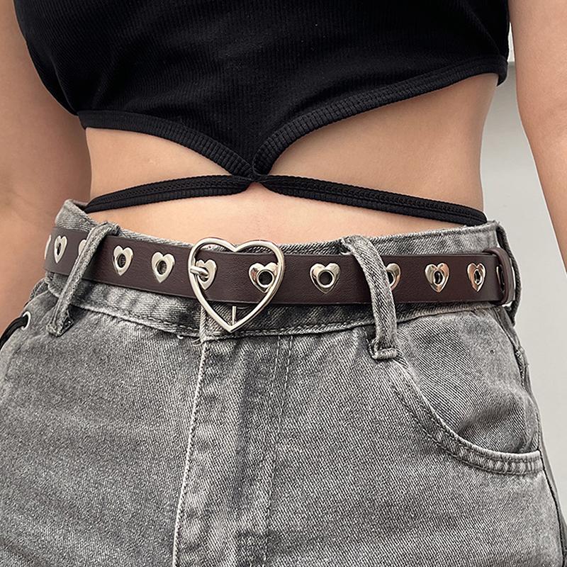 Metal Eyelet Belt No Punching Hollow Pu Leather Belt Paired With Jeans Belt For Men And Women