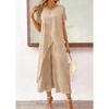 IHUASU Women's Fashion Casual Short Sleeve O-Neck Pants Suits