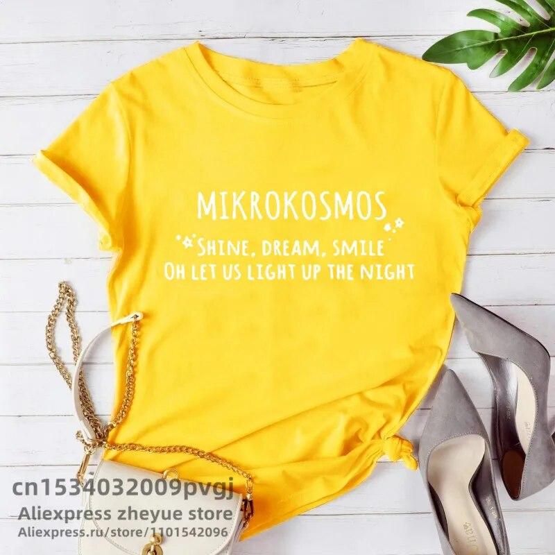 

Жіноча мода Kpop Mikrokosmos T-Shirt Casual Summer Short Sleeve Letter Printed Korean Fashion Map of The Soul T-Shirt Unisex 4XL