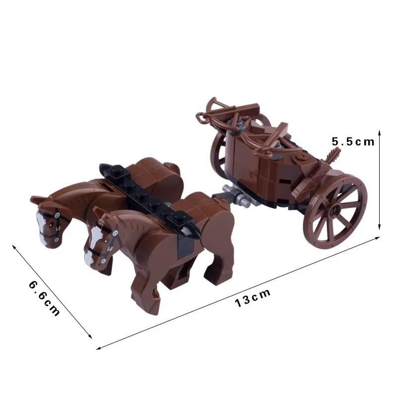 MOC Carretto Medievale di Verdure Carro da Trasporto Blocchi da Costruzione Furgone di Prigione Scatola del Tesoro Carro Carrozza Giocattoli in Mattoncini