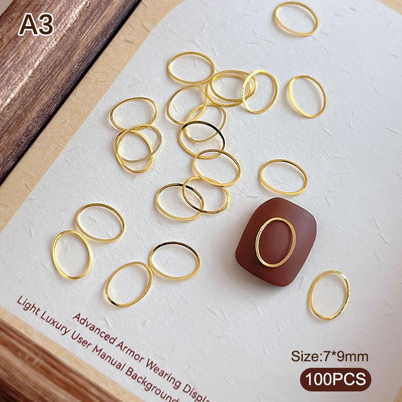 100pcs Alloy Star/Moon 3d Nail Art Charms Gold Flatback Love/Cross/Geometric Nails Decorations Manicure Supplies