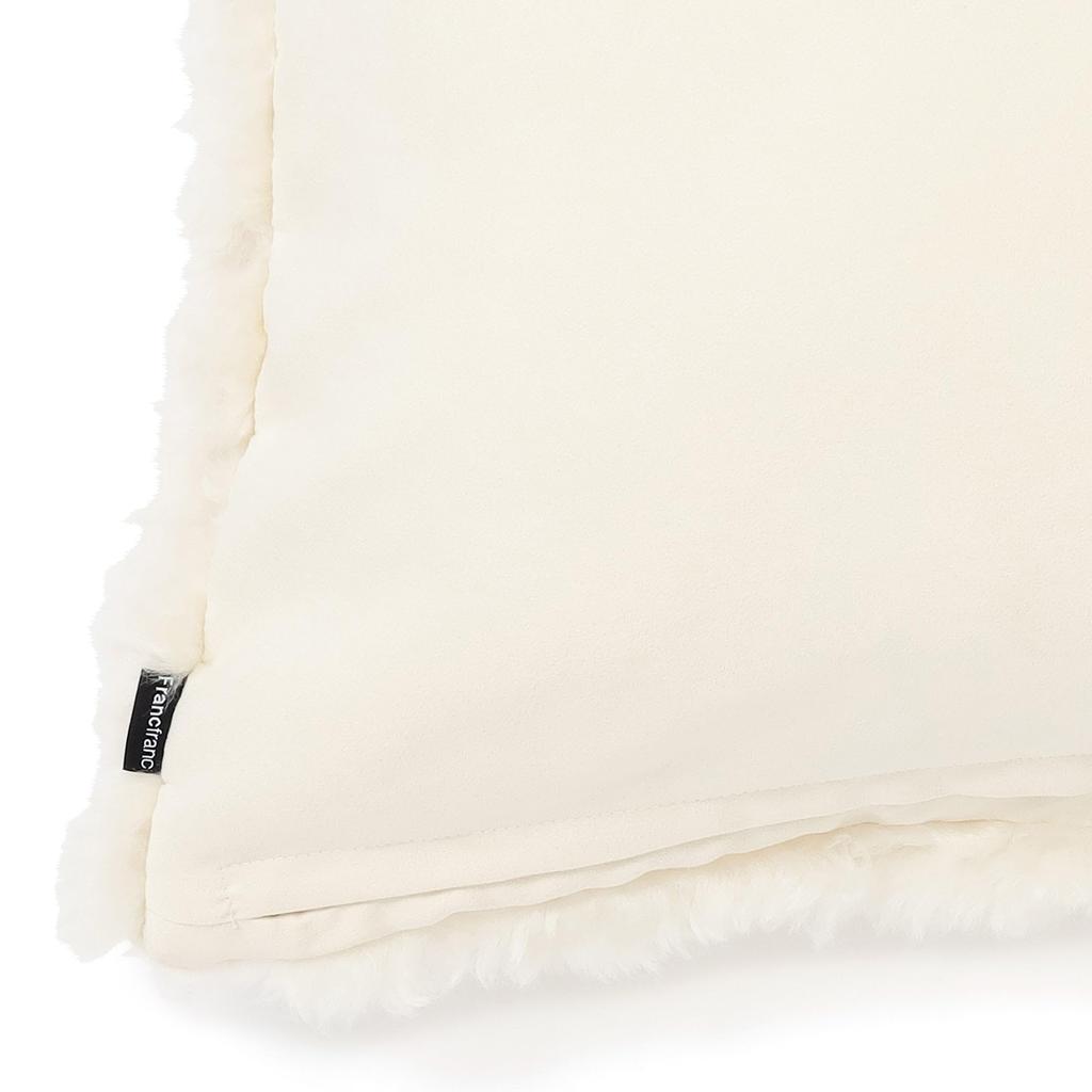 Poszewka na poduszkę z futra Francfranc, 45cm x 45cm, Kość słoniowa (E-010)
