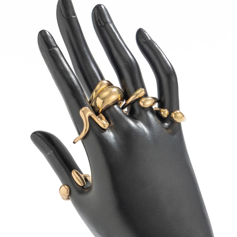 Irregular Glossy Metal Open Rings For Women Vintage Punk Gold Silver Color Personality Finger Ring Female Jewelry
