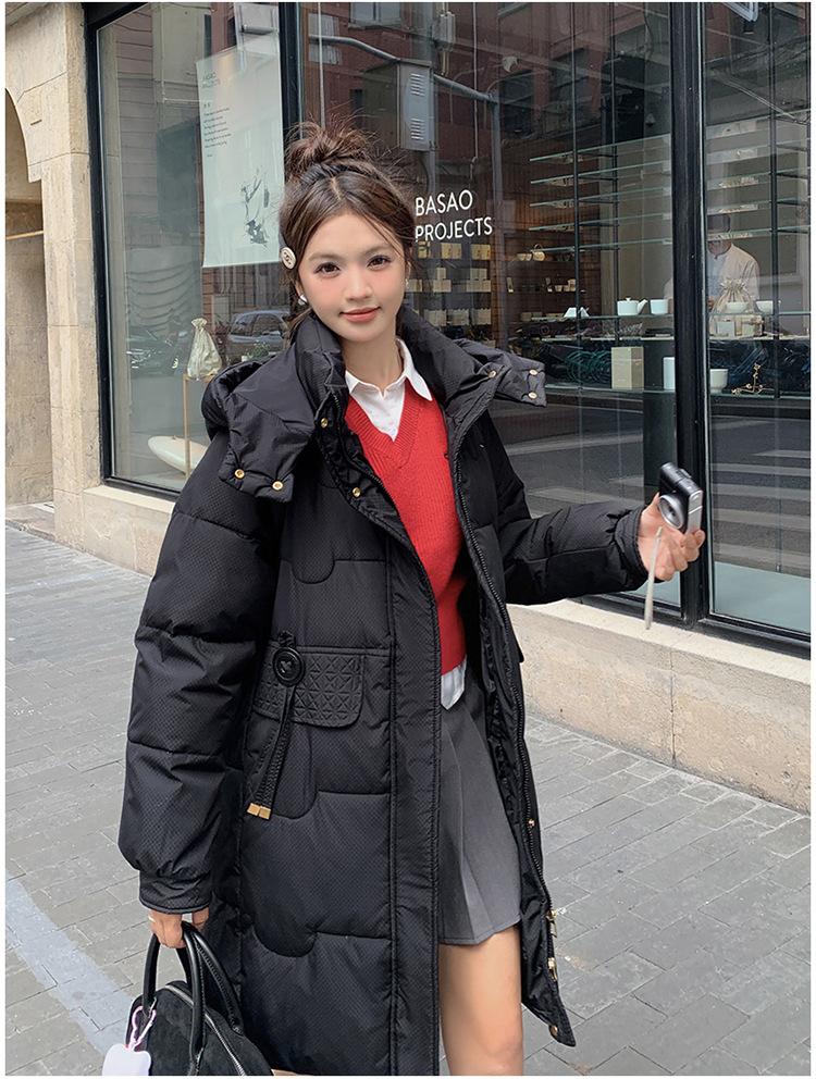 Women's Autumn and Winter Jacket Solid Color Hooded Mid-Length Thick Loose Women's Jacket 5 Colors