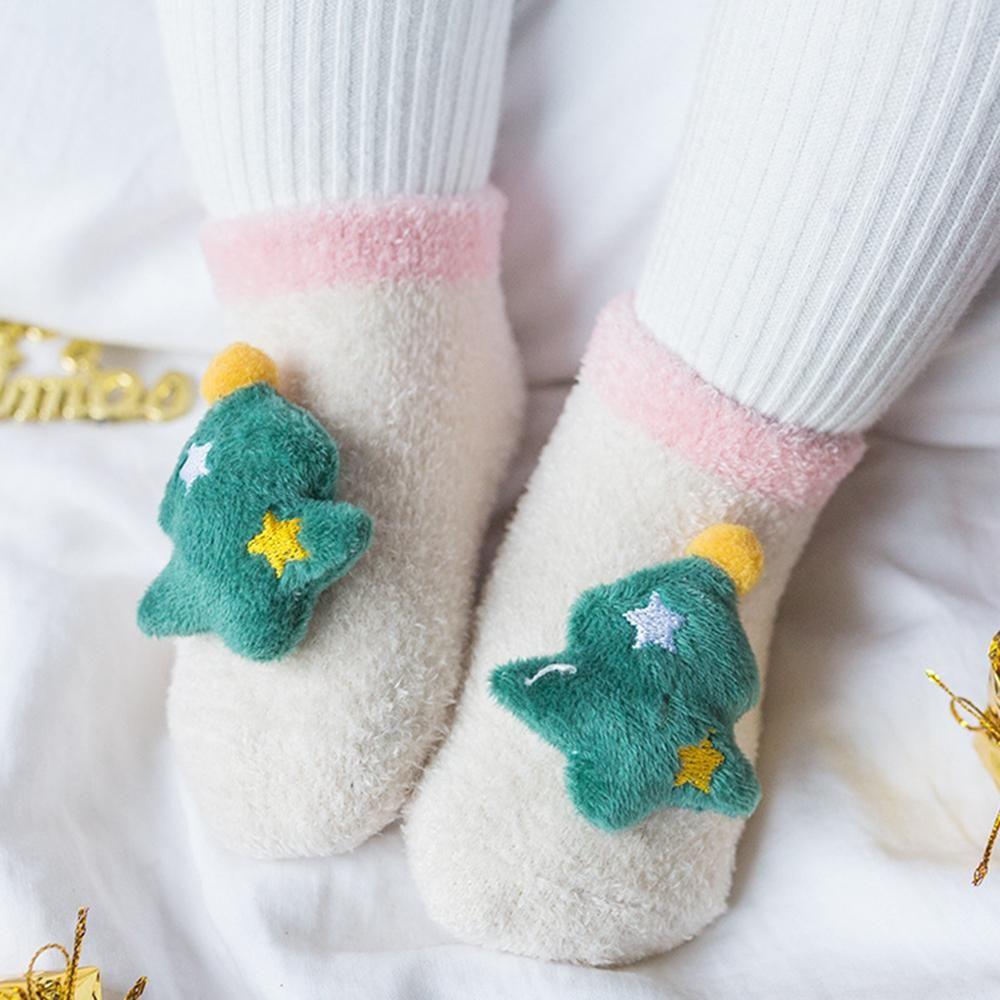 Newborn Winter Warm Anti Slip Cartoon Christmas Baby Socks