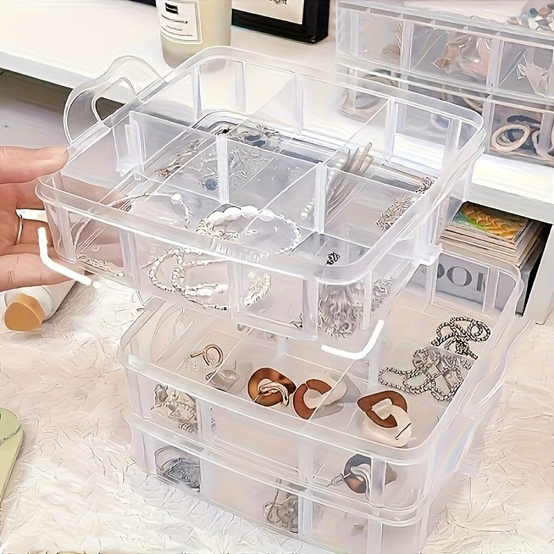 3-Tier Stackable Organizer Box with Compartments - Durable Plastic Storage for Kitchen, Bedroom, Jewelry & Crafts - Snap Design, Versatile Storage Box