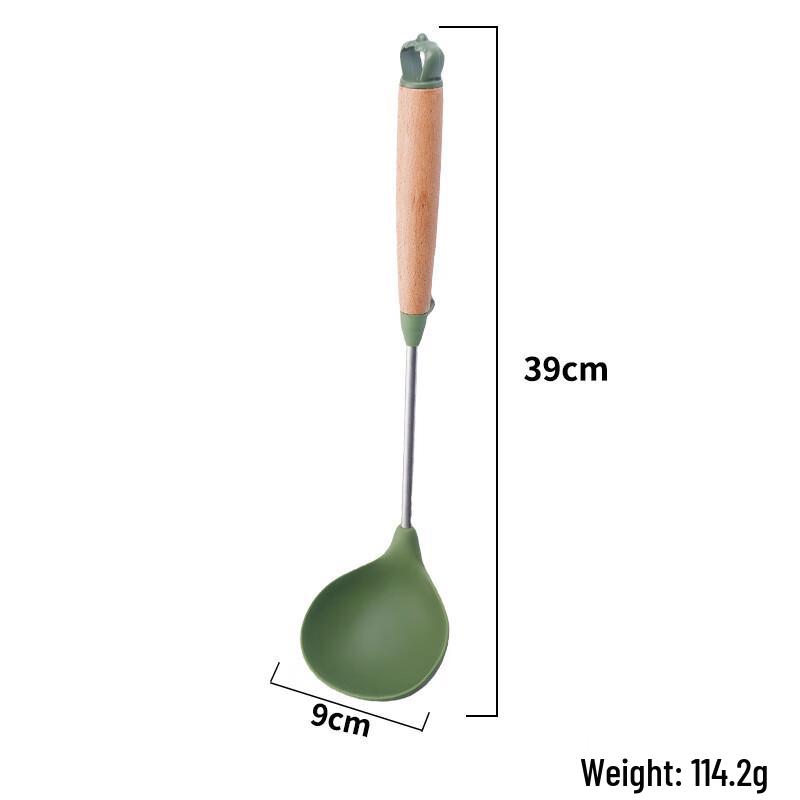 

ZISIZ Wooden Handle Wok Spatula and Ladle Set