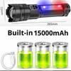 1500W High Power Led Flashlights Built-in 15000mah Battery Tactical Flashlight Emergency Spotlight Most Powerful Lantern