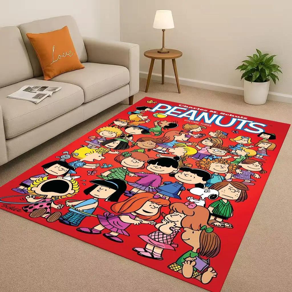 3D Snoopy Dog Peanuts Cartoon Christmas Living Room Non-Slip Area Rug Carpet for Bedroom Playroom Sofa,Home Decor Doormat