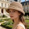 Chic and Versatile French Hat for Women, Summer Leather Button Fashion Top Hat, Hollow-out Breathable Hepburn-style Sun Hat