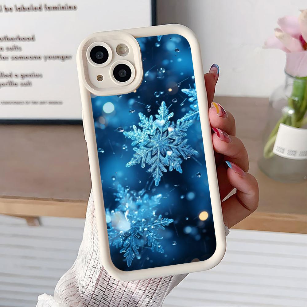 Winter Snowflake Mobile Cell Phone Case for iPhone 17 16 15 14 13 12 11 Air Pro Max Plus Thicken TPU Colorful Cover Luxury Cover