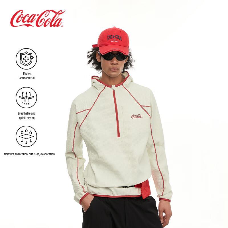 Coca-Cola Colorblock Half-Zip Hooded Sweatshirt S