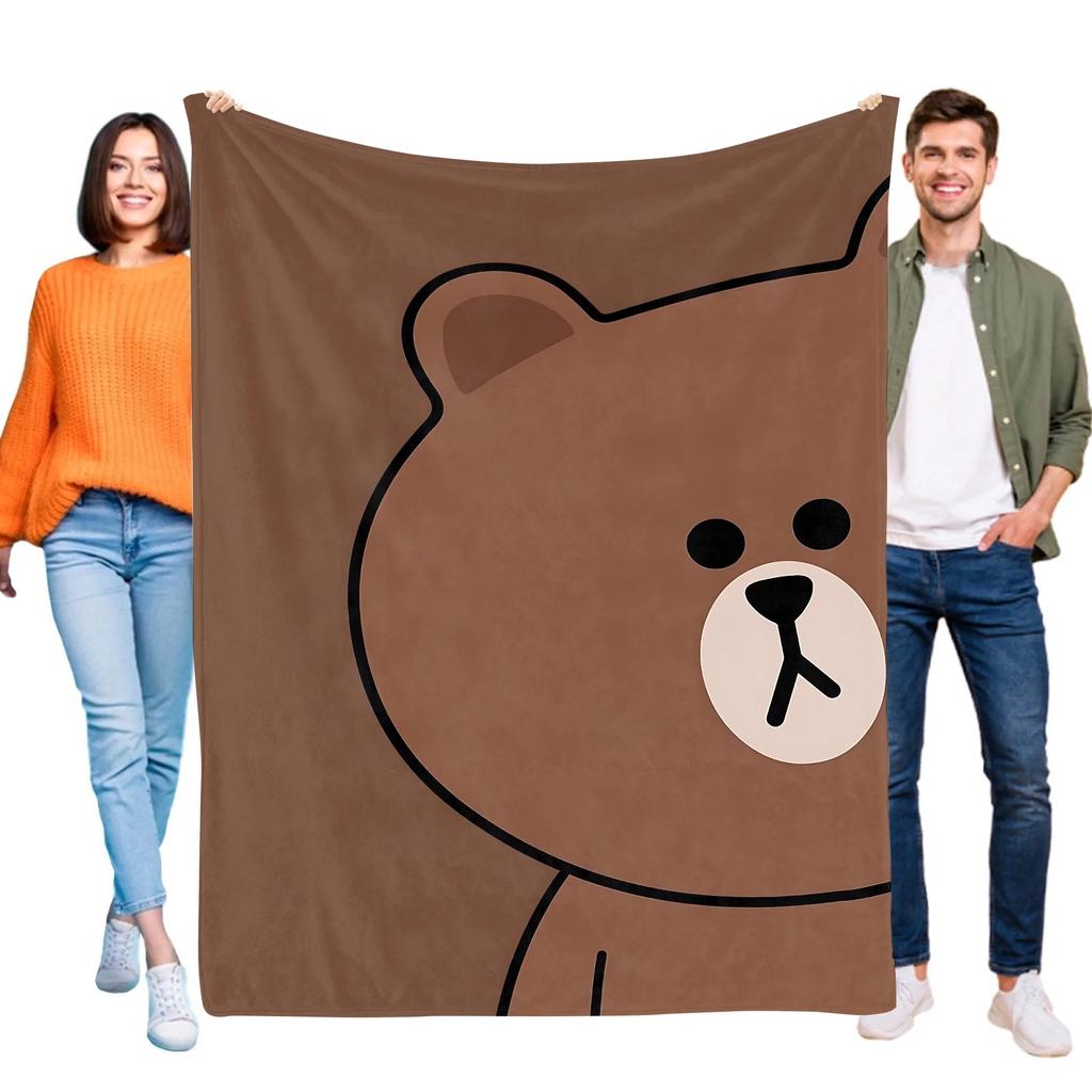 Brown Bear Throw Blanket for Bed Decor Home Textiles Comforter Cooling Sofa Blanket Halloween Summer