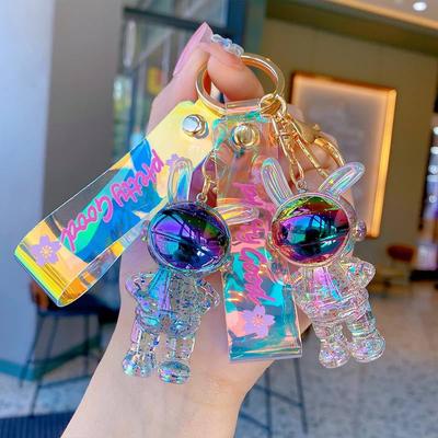 Créatif Coloré Astronaute Astronaute Porte-clés Dessin Animé Couple Féminin Lapin Pendentif Voiture Nouveau Petit Cadeau