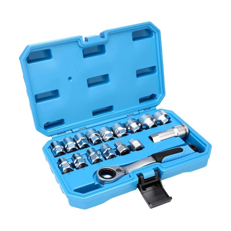 Through Hole Socket Spanner Set Long Bolt Access Design Featuring 12 Point Teeth For Pneumatic Tool In Automotive Repair