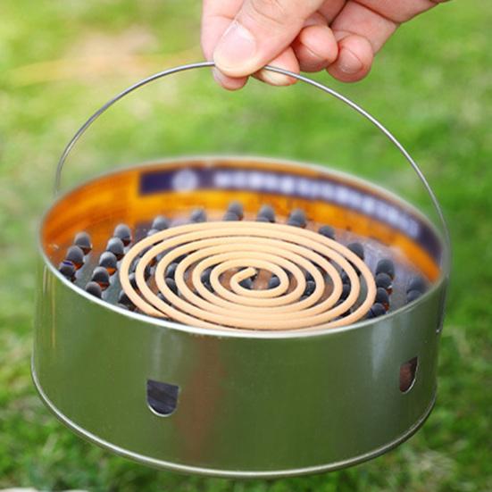Mosquito Coil Box Hangable Leaky Lid Stainless Handle Design Open Flame Proof Fly Repellent Large Capacity Anti-scalding Incense Household Supplies