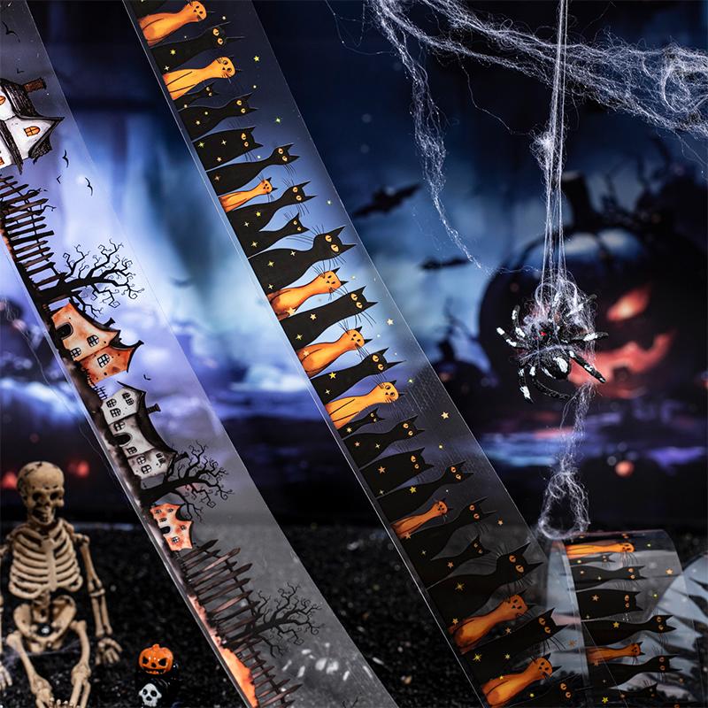 2m/roll Retro Halloween Party PET Stickers Creative Handbook Collage Decoration DIY Scrapbook Material Masking Tape