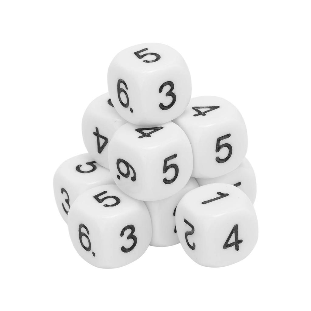 20PCS 6 Sided Number Dice Plastic 16mm Round Corner Polyhedral Dice Set for Numeral Teaching Board Games
