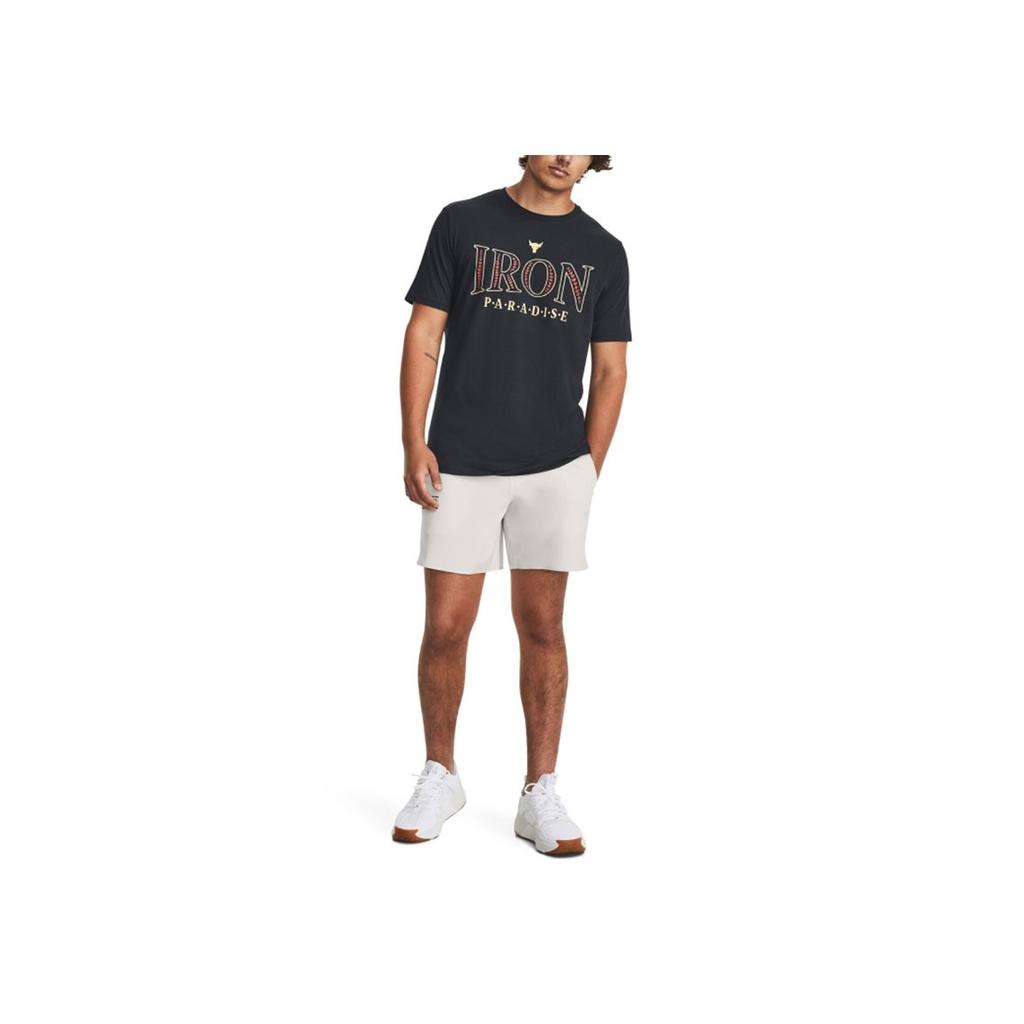 Under Armour Johnson Series Letter Logo Printed Training T-Shirt Men Tops Black 1379837-001