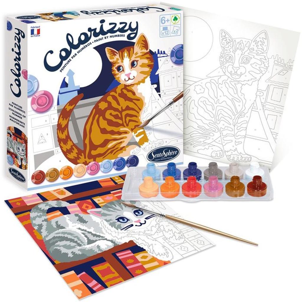 Peinture Acrylique - SENTOSPHERE - Colorizzy - Chats - Peinture a numéro pour jeunes artistes - Des 8 ans
