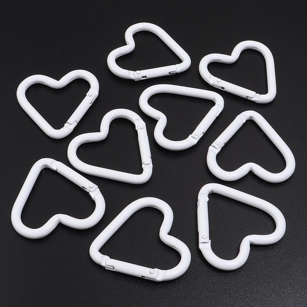 5pcs/lot Spray Painted Heart-shaped Spring Clasps Carabiner Keychain Clips Hook Dog Chain Diy Jewelry Buckle Connector Supplies