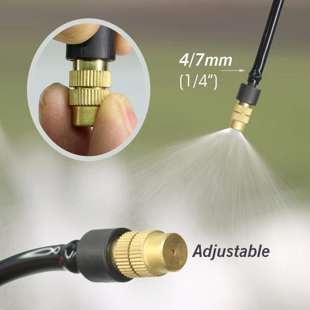 10Pcs Brass Construction Misting Nozzles Adjustable Spray Irrigation Sprayers Outdoor Cooling