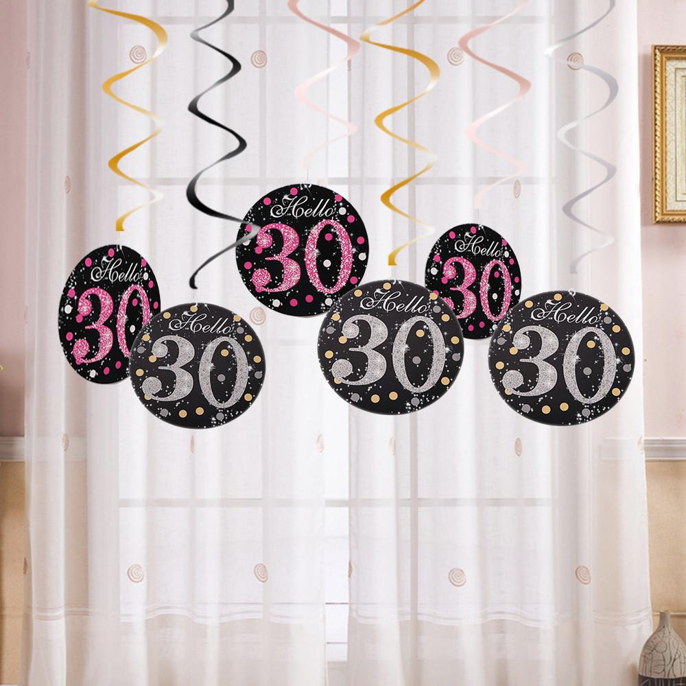 New Stylish Spiral Hanging Decoration Set For 30th Birthday Celebration Party Decor
