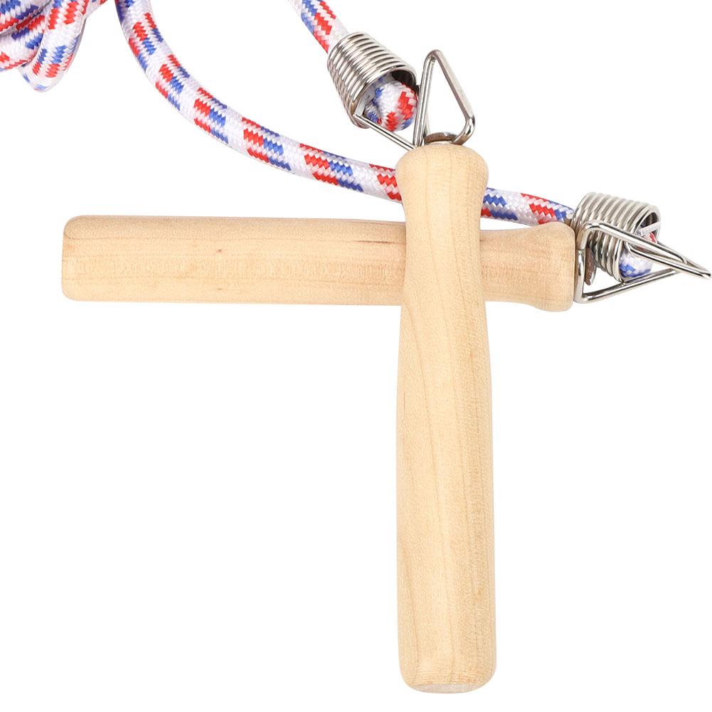 Baumwoll-Springseil mit Holzgriff Mehrspieler-Springseile für Schultraining Rot und