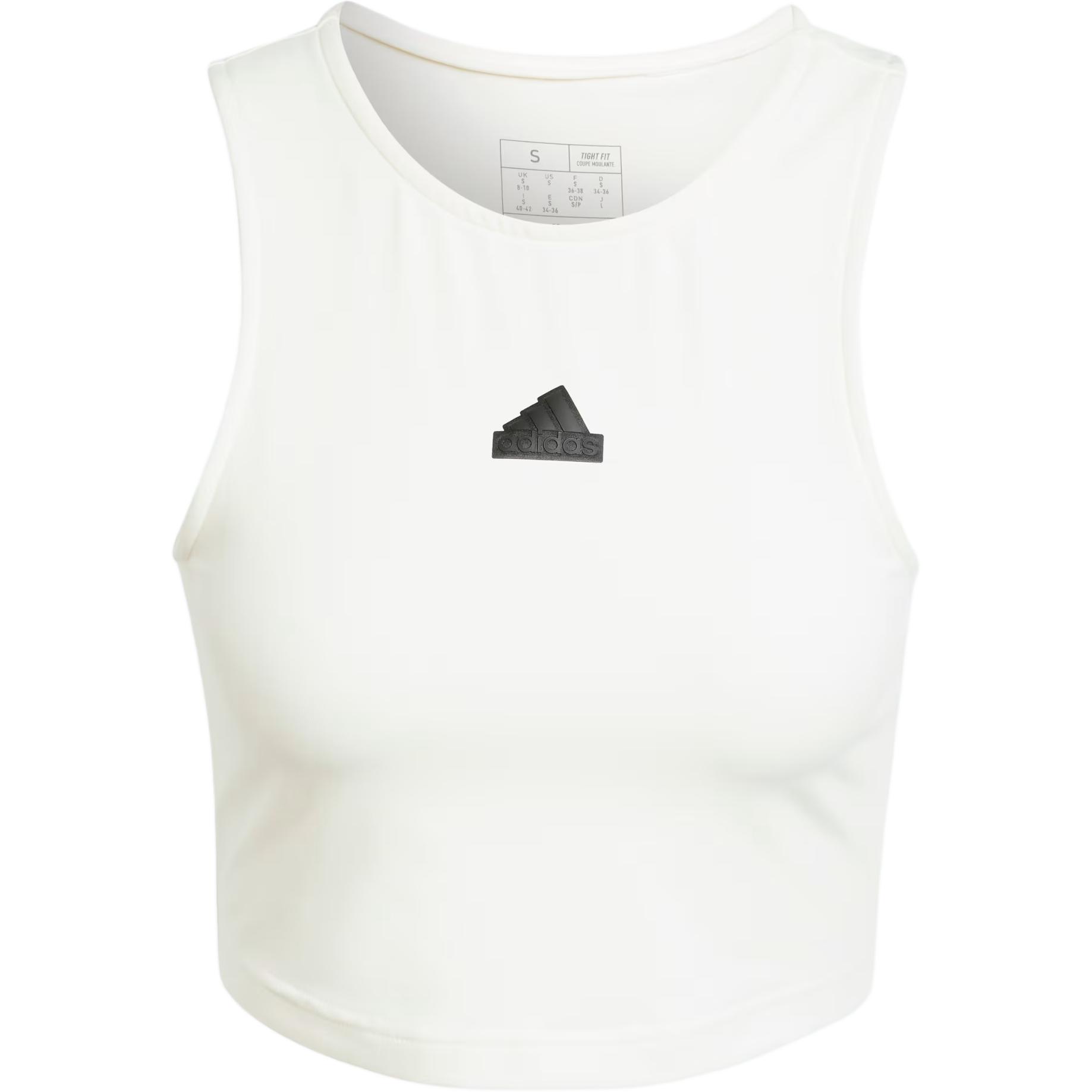 Adidas Logo Round Neck Short Sleeveless Vest Women Tops White JD8185 S