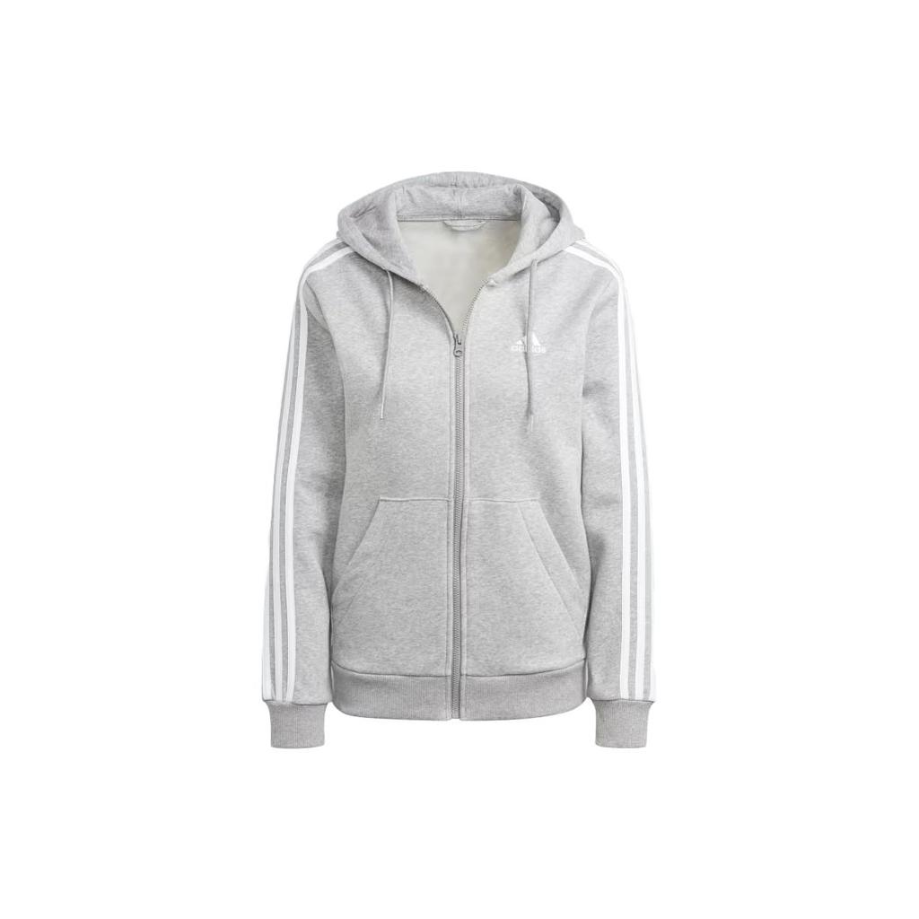 New Adidas Free Shipping With AdiClub Essentials 3 Stripes Full Zip Fleece Hoodie IM0236