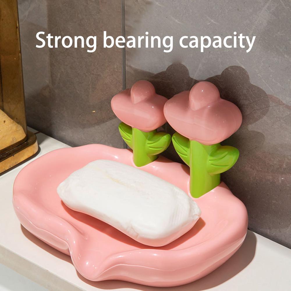 Plastic Flower Soap Box Creative Decor Soap Dish Self Draining Non-slip Soap Holder Cute Storage Soap Rack Bathroom Accessories